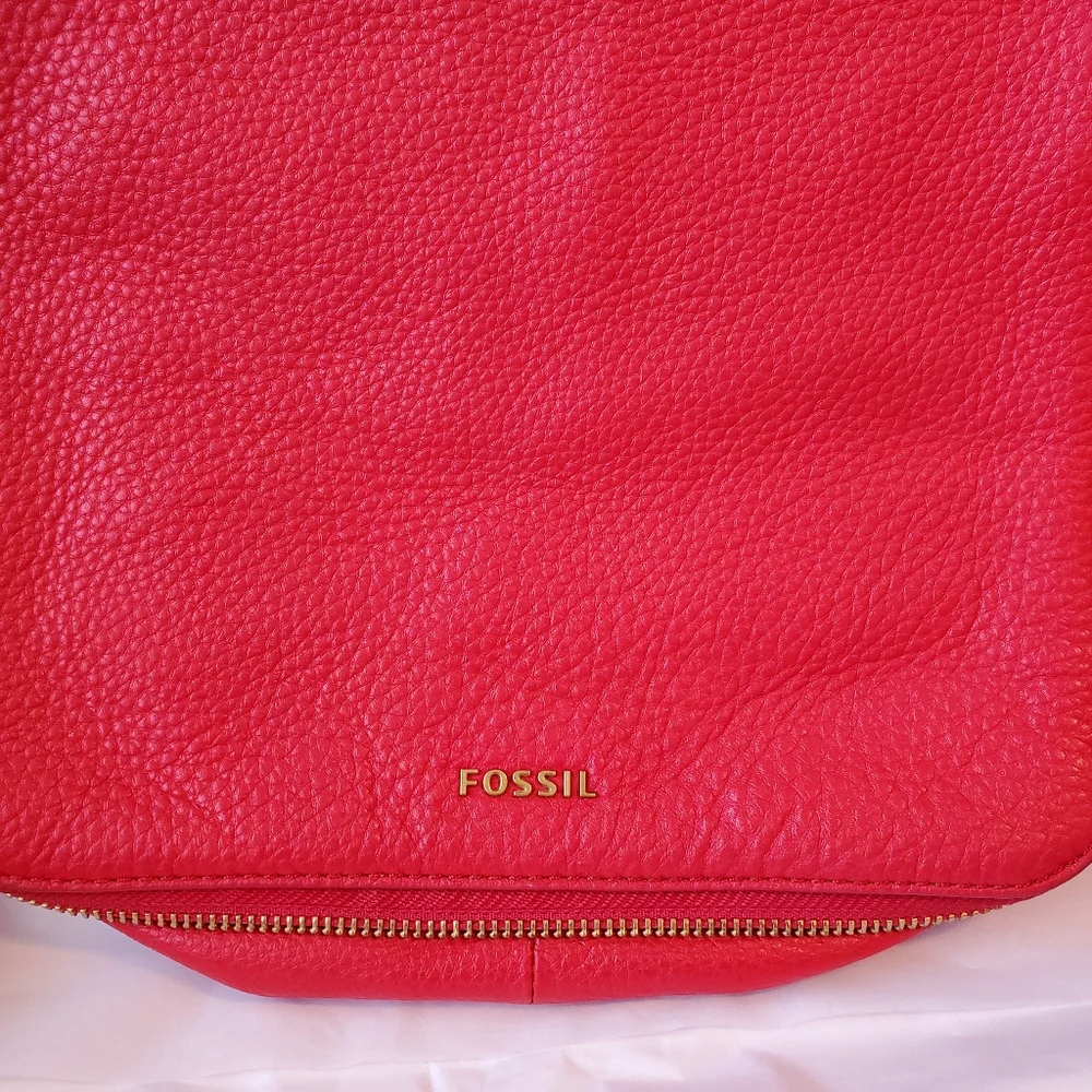 Fossil Preston Red Peppled Leather Crossbody bag - Picture 4 of 8